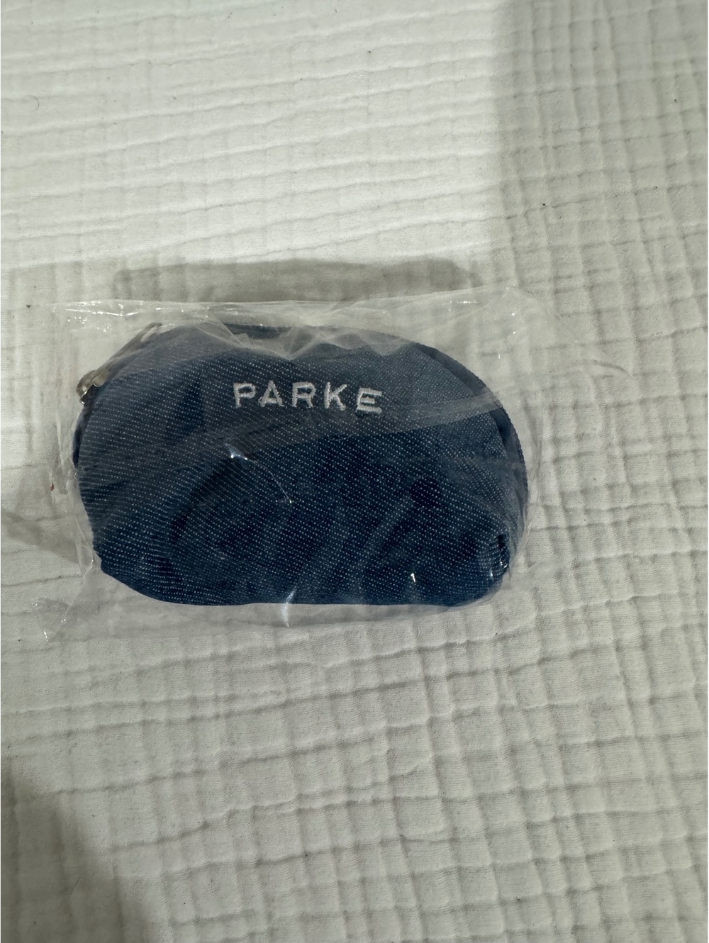 PARKE Forest Green Claw Clip w/ Embroidered Denim Zipper Pouch Hair Accessory